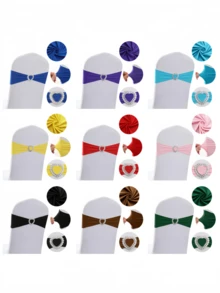 30/10/1 Pieces Of Spandex Elastic Chair With Bow Tie For Wedding Reception - Universal Elastic Chair Cover Strap, Buckle Slider Suitable For Decorating Chair Waistband, Birthday Party, Wedding Party, On-Site Chair Backrest Decoration And Fixation For Banquets, Parties, Hotel Events
