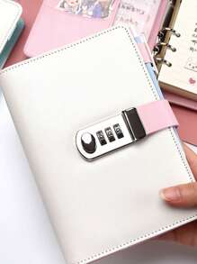 1pc Highly Attractive Password Lock, DIY Loose Leaf Notebook, Multifunctional With Lock Buckle, Note Taking Journal, Student Stationery Notebook, Free Of Random Stickers, 12 Sheets Can Be DIY