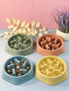 Pet Supplies Slow Feeder Dog Bowl, Bone Shaped Candy Color Cat Slow Feeding Bowl