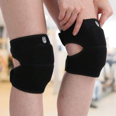 1 Pair Thick Adjustable Sports Knee Pads, 3 Size Fits All Men & Women, Elastic Stretchable Material, Suitable For Dancing, Yoga, Cycling, Climbing, Hiking And Other Sports Gym Accessories Knee Support Sports Knee Pads Gym Knee Pads