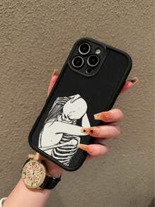 Skeleton1pc Illustration Skull Hugging Design Dark Style Phone Case Compatible With IPhone 11, 12, 13, 14, 11 Pro Max, 12 Pro Max, 13 Pro Max, 14 Pro Max, XR, 15, 15 Pro, 15 Pro Max, 16, 16 Pro, 16 Pro Max, Galaxy, Redmi, Oppo, Vivo, OnePlus, Honor