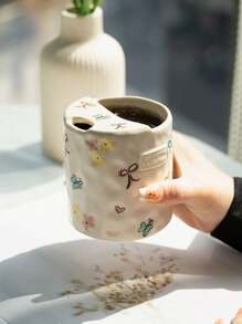 1pc/2pcs Ceramic Handgrip Coffee Mug, Asymmetrical Shaped Handmade Vintage Floral Design Ceramic Mugs, Suitable For Home, Restaurant, Cafe - Multipurpose, Heat Insulation, Suitable For Party And Gift Back To School - Multicolor - View 9