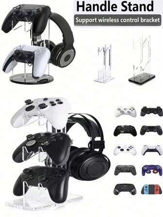 1pc Universal Clear Acrylic Stand, Detachable Holder Rack For Game Controllers, Headsets, Desktop Display, Compatible With Nintendo Switch