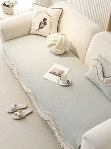 1 pieza Funda de sofá de chenilla de unicolor, protector de sofá minimalista moderno, cojín de sofá asimétrico apto para mascotas, adecuado para sala de estar, dormitorio, oficina, para todas las estaciones