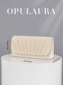 OpulAura 女士简约时尚褶皱设计迷你翻盖手提包，奢华缎面正式晚宴手拿包，优雅迷人，适合晚礼服，适合婚礼、正式派对、舞会、返校派对，可作为生日或节日礼物 - 杏色 - 查看 6
