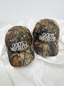 Vintage Camo Baseball Cap, Women's 3D Embroidery Print Street Snapback Hat, Cool Unisex Cap - A - View 2