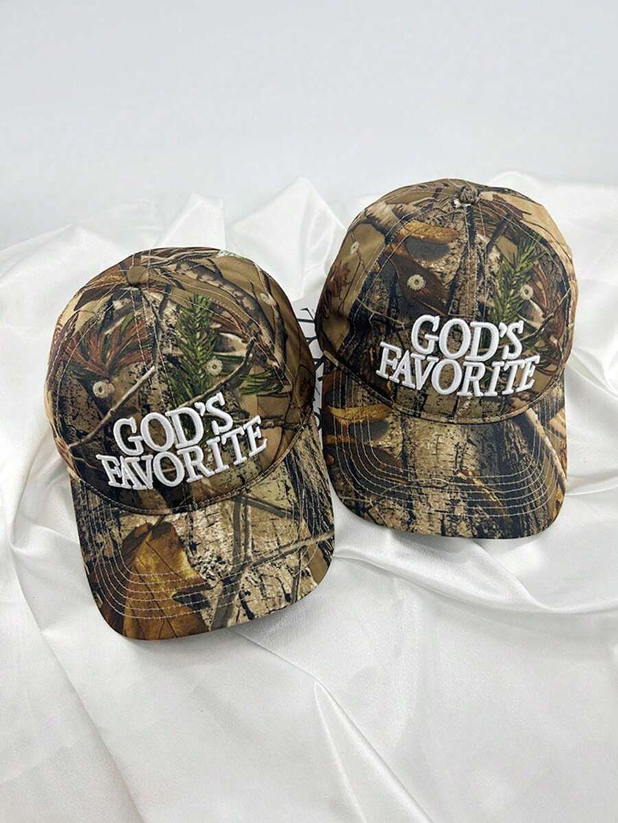 Vintage Camo Baseball Cap, Women's 3D Embroidery Print Street Snapback Hat, Cool Unisex Cap