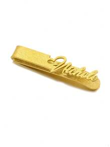 男士个性化闪亮名字领带夹，定制磨砂名字领带夹不锈钢金色西装衬衫领带装饰新郎婚礼珠宝，父亲节礼物送给父亲，精美礼物送给男朋友出席重要场合，感恩节礼物 - 金色 - 查看 6