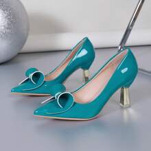 Fall/Winter 2025 Women's Solid Color Pointed Closed-Toe High Heels, Elegant And Suitable For Daily Commuting, Outdoor, Family Gatherings, Festivals, Formal Occasions, Suitable For Spring And Summer, Work Shoes, Elegant, Women's High Heels, Lake Blue Shoes - 湖水藍 - 查看 6