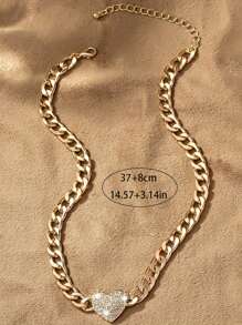 1 pièce Collier ras-de-cou avec chaîne en forme de cœur, convient pour le port quotidien et les fêtes (boîte-cadeau non incluse)