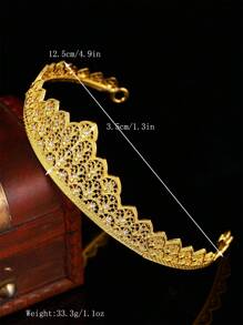 Moroccan Fashionable And Luxurious Women's Crown, Featuring Openwork Carving And Hand-Set Rhinestones. This Elegant Headpiece Is Perfect For Women To Wear At Banquets, Weddings, And Important Festive Occasions. - Multicolor - View 5