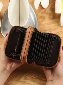 1pc Credit Card Holder, Slim Wallet, Card Case, Casual Style, Dual Zipper Opening, Ultra-Thin Multi-Card Wallet, Suitable For Travel, School And Outdoor Activities, School Wallet | Fashion Coin Purse | Card Holder Wallet - Multicolor - View 12