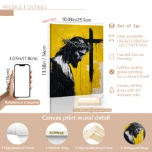 1pc Vintage Silhouette Of Jesus Christ With Crown Of Thorns Wall Arts, Yellow And Black Religion Posters, Framed Canvas Prints, College Dorm Apartment Decor, Gifts For Wall Decoration In Hotel And Home, For Living Room, Bedroom, Bathroom And Office Birthday Graduation