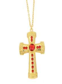 Modischer Schmuck für Herren und Damen, Totenkopf Halskette, vielseitiger Retro-Look, diamantbesetzter langkettiger Kreuz-Sweater, Zubehör für den Tag der Himmelfahrt Jesu