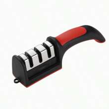 1PC Quick Kitchen Knife Sharpener, 4/3-Step Sharpening System For Fast And Effective Knife Sharpening, Repairs, Sharpens And Polishes Knives, Easy To Use With Non-Slip Handle, Black And Red Finish, Suitable For Sharpening Steel And Ceramic Knives, Ideal For Chefs, Cooks, And Home Kitchens, Ensures Sharp And Knives.