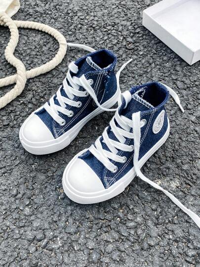 Vita canvasskor, High-Top Ball Shoes Barncanvas Shoes, Korean Version Simple Boys Girls Shoes Vår Höst, Mode Low-Top Sneakers Sneakers, Klassiska High-Top Canvas Shoes, Populära Casual Sports Skateboard Barnskor
