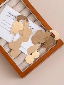 1 对欧美设计流苏耳环，百搭优雅女士耳环 - 金色 - 查看 3