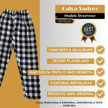 Calça Xadrez Inverno  Esportiva Boca Larga 100% Algodão Premium Flanela Reta Street Unissex - Vermelho - Visão 5