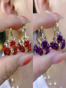 花篮形紫色耳环情人节 - 紫色 - 查看 10