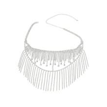 1pc Elegant Tassel Rhinestone Face Mask, Fashion Rhinestone Face Veil Headdress For Halloween Costume Party - A - View 9