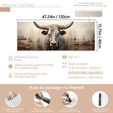 1 件超大别致农舍奶牛帆布墙艺术印刷品 - 现代动物墙面装饰，适用于客厅、卧室、家庭办公室 - 带框油画海报，艺术装饰风格，农舍风格，动物主题 - 彩色 - 查看 14