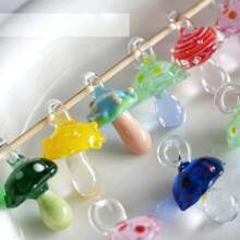 2pcs/Set Random Mori Style Colorful Handmade Glass Mushroom Pendant Decor Bead Set, Suitable For DIY Bracelets, Necklaces, Earrings, Phone Chains, Pendants & Jewelry Making - Multicolor - View 5
