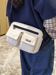 Couples Shoulder Bag, Multi-Pocket Shoulder Bag, Men's Shoulder Bag, Casual Sling Bag, Nylon, Square Bag College Bag Sling Bag