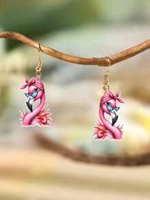 1 对热带度假风格鸡尾酒和水果饮料形状吊坠耳环，适合女性、夏季海滩派对 - 彩色 - 查看 10