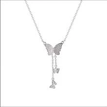 1pc Butterfly Zirconia Necklace, Minimalist & Versatile - Silver - View 6