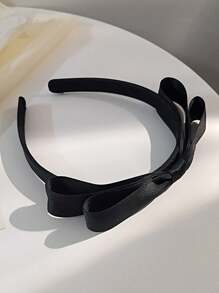 1 pièce Bandeau à double couche avec nœud papillon pour femme, accessoire de cheveux, convient pour le quotidien, le travail, les fêtes de vacances - Noir - Voir 2