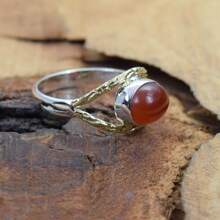 925 Sterling Silver And Brass Onyx Gemstone Jewelry Ring ~ December Month Birthstone ~ Natural Crystal Gemstone Ring ~ Gift For Valentine Day - 瑪瑙 - 查看 4
