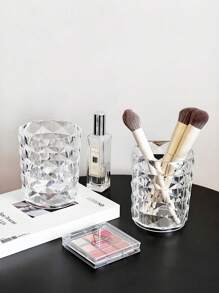1 Soporte transparente de acrílico para brochas de maquillaje, cubo de almacenamiento creativo para brochas, caja de almacenamiento de plástico pequeña en forma de S, soporte de brochas en forma de diamante M, soporte de brochas en forma de diamante L3, caja de almacenamiento de cosméticos, para lápiz de labios, lápiz de cejas, brochas, papelería, decoración de escritorio, organizador de maquillaje, estuche de lápices con diseño de , caja de almacenamiento de brochas de maquillaje, para vacaciones en la playa, colección para baño, colección para dormitorio, gran capacidad