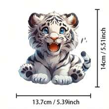 White Tiger Youngsters Cute Sitting Tiger Creative Fun Car Motorcycle Sticker Covering Scratches Window Motorcycle Laptop Helmet Refrigerator Waterproof Sticker Game And Anime Surrounding
