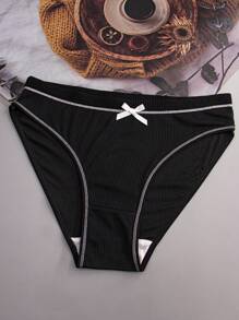4 piezas Bragas triangulares deportivas sueltas y cómodas con diseño de lazo de seda de leche para mujeres - Multicolor - Ver 7