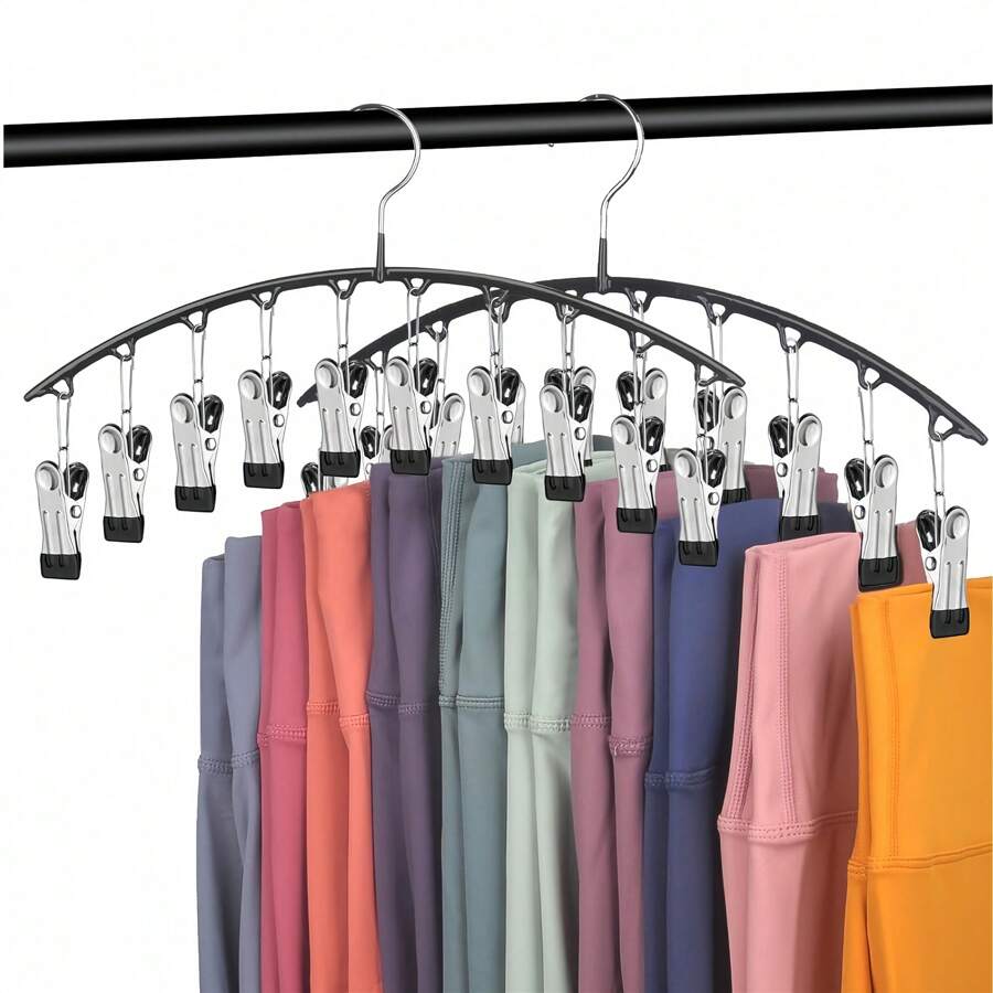 1 Set Multi-Functional Tight Fit Clothes Hangers, Closet Organizer & Storage, 10 Clips Space Saving Pants Racks For Pants, Jeans, Skirts, Hats, Scarves, Socks