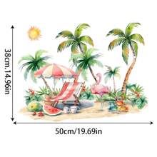 1PC Vibrant Summer Heat Wave Beach Party Wall Sticker, Art Decoration Sticker, PVC Waterproof Detachable Self-Adhesive, Suitable For Bedroom, Foyer, Living Room, Study, Cabinet Home Decoration, 14.9 * 19.6 Inch Gifts Birthday Graduation Room Decor Wall Decor Bathroom Decor Bedroom Decor Room Decoration Stuff Living Room Decor House Decor Home Decor Living Room Wall Art Wall Paper Stickers