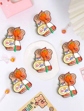 20 件卡通熊棒棒糖装饰纸卡