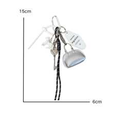 1pc Simple Silver Baby Keychain; 1pc Laser Small Horse Keychain Pendant Y2K