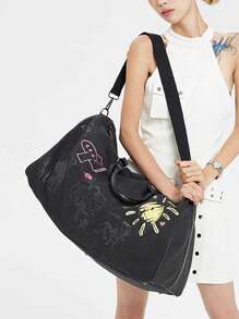 Women's Light Weight Fashion Large Capacity Tote Bag, Commuter Gym Bag, Travel Handbag For Men And Women - Black - View 3