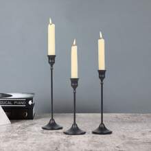 3 pièces Lot de porte-bougies noirs - style conique, vintage, pour cheminée, table, décoration de mariage