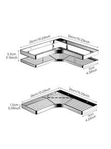 2 件不锈钢角架，金属三脚架，浴室角落储物架，壁挂式厨房角架，安装简便，适用于浴室和厨房 - 彩色 - 查看 14