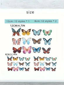 36 piezas Decoraciones de mariposas 3D realistas con alas de acuarela de colores, fáciles de colgar, aptas para decoración de bodas y fiestas, accesorios de ramos para el Día de la Madre, props para fotografía, decoraciones para fiestas en casa, regalos y decoraciones para el Día de la Madre, cumpleaños, graduación, despedida de soltera