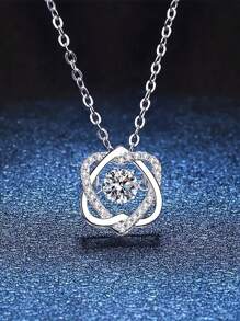 优雅动感的双心环绕设计吊坠项链，镶嵌合成锆石，独特的母亲节完美礼物、珠宝，全年可佩戴