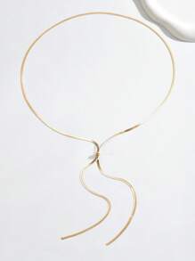 1 pieza Collar de acero inoxidable fashionable, minimalista, elegante y de lujo, con cadena serpiente extra larga de acero al titanio, de diseño de lujo con sensación premium, apropiado para mujeres para fiestas, vacaciones románticas, citas con amigos, desfiles de moda, bares, viajes, oficina, vacaciones, baile, playa, escapadas románticas