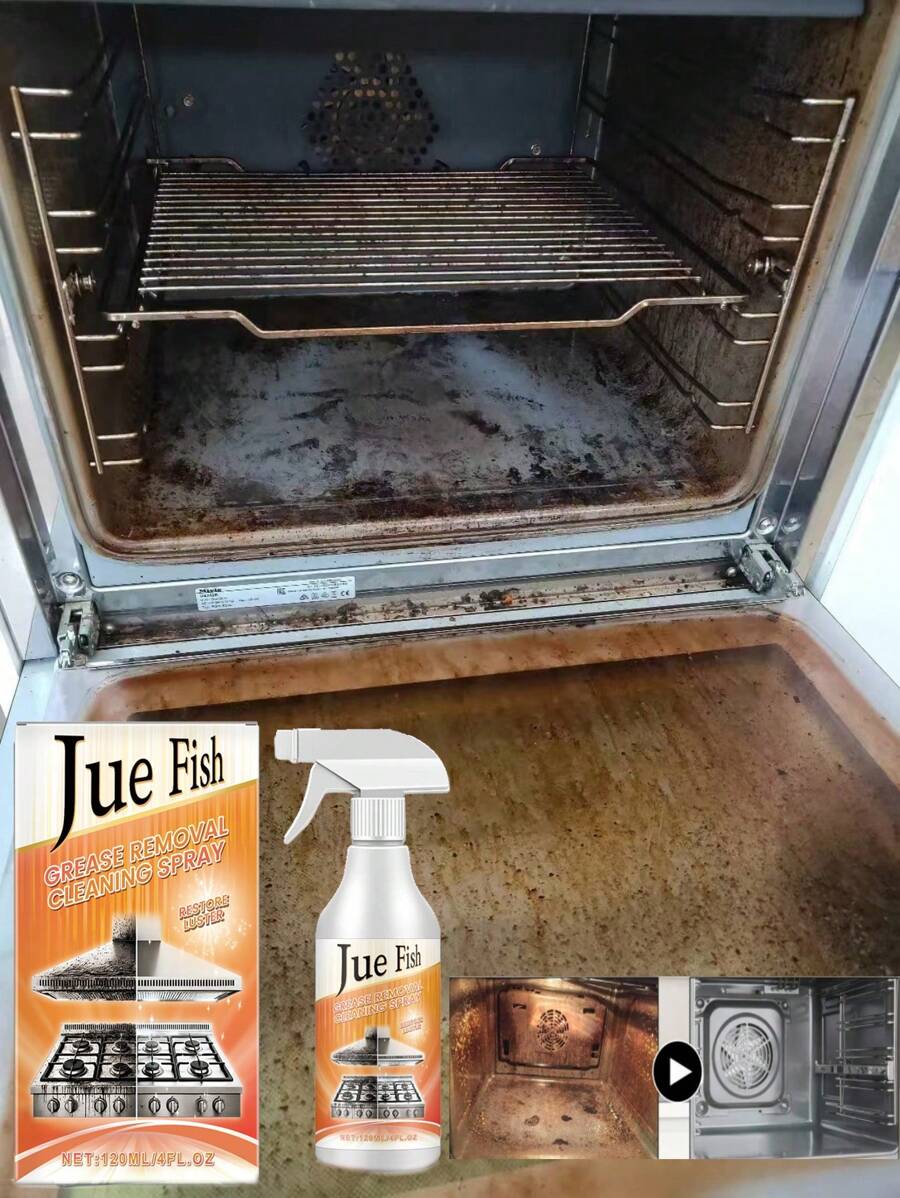 JUE FISH 烤箱和烤架清洁剂 - 烤箱和烤架专用脱脂剂、除臭剂、去污剂新旧型号随机发送