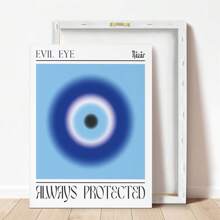 1 pieza, Cuadro colgante de lienzo, Enmarcado, Póster, Arte de pared, Póster de arte de pared abstracto de ojo malvado - Decoración de hogar azul moderna Pintura de lienzo para sala de estar, dormitorio, baño, oficina en casa, salón de clases - Decoración artística, Regalo de estilo clásico para cumpleaños y graduación - Multicolor - Ver 4