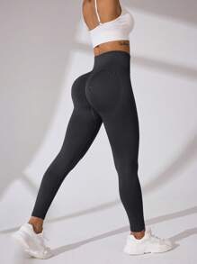 Leggings Deportivos Mujer - Cintura Alta, Push-Up Efecto Scrunch, Sin Costuras, Yoga & Gym, Elásticos y Transpirables Ciclismo Tenis - Gris Oscuro - Ver 1
