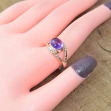925 Sterling Silver And Brass Onyx Gemstone Jewelry Ring ~ December Month Birthstone ~ Natural Crystal Gemstone Ring ~ Gift For Valentine Day - 紫晶 - 查看 2