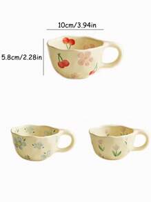 1pc Ditsy Floral Ceramic Coffee Cup, Ins Style Couple Mugs, High-Quality Breakfast Cup, Milk & Water Cup For Home Use Back To School