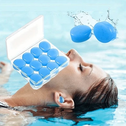 12-Piece Children's Swimming Earplugs - Ultra-Comfortable, Reusable, And Waterproof Silicone Earplugs For Swimming And Water Sports - Complete Set For Multiple Uses